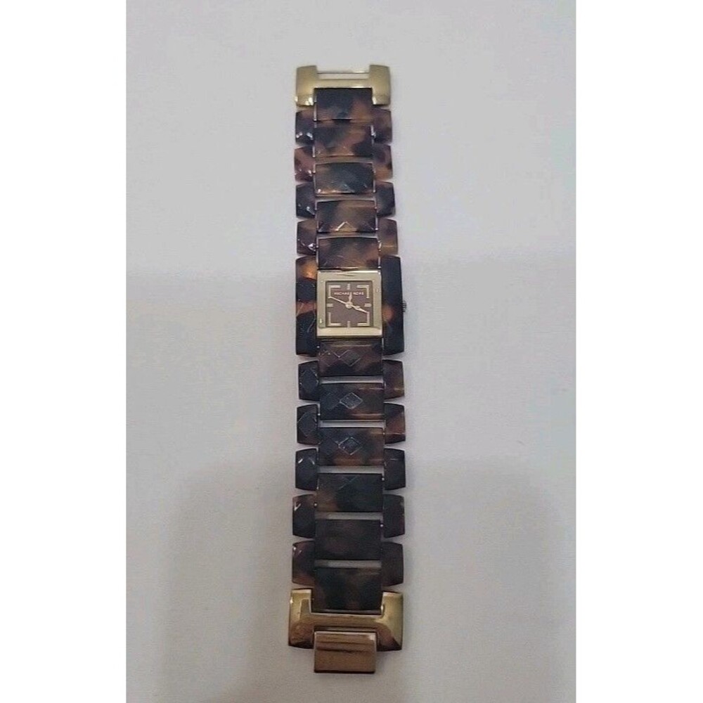 Michael Kors Womens MK4161 Tortoise Shell Bracelet Quartz Gold Tone Watch 6 1/4